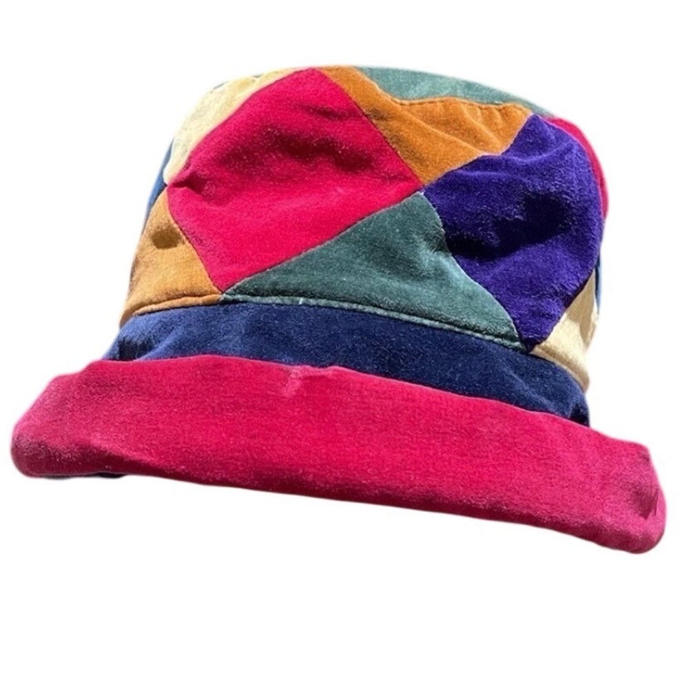 Laura Ashley Bucket Hat Women OS Multicolor Excellent Patchwork Velvet 5"